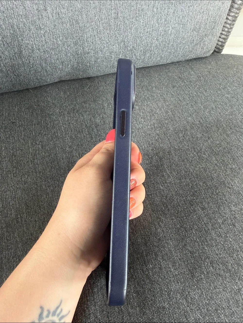 Apple Leather iPhone Case in Deep Blue iPhone 14 Plus